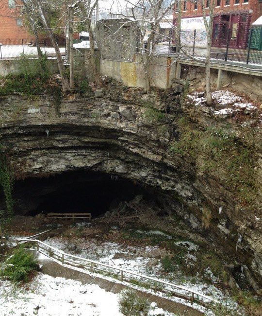 Hidden River Cave Entrance in winter